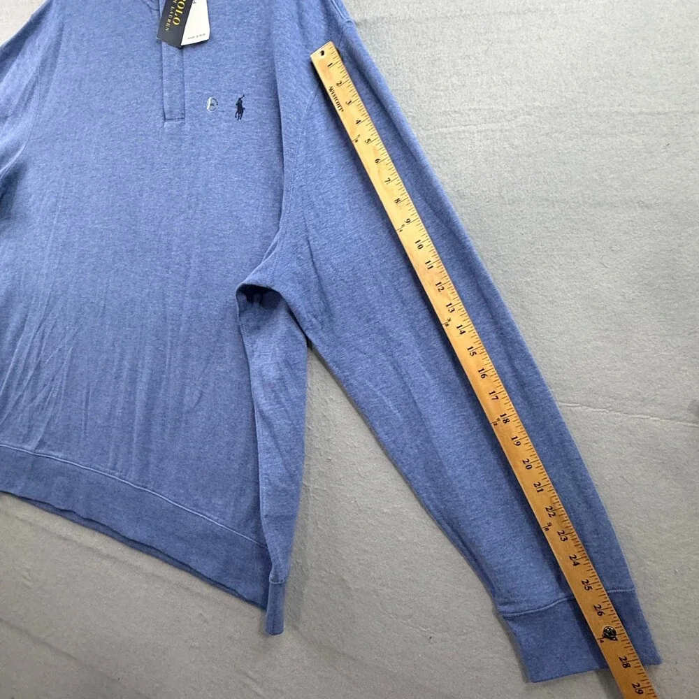 Polo Ralph Lauren Mens XXL Quarter Zip Pullover Sweater Blue Heather Classic